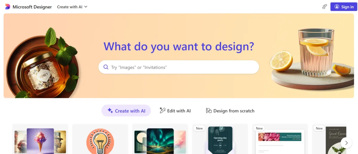 Microsoft Designer Interface