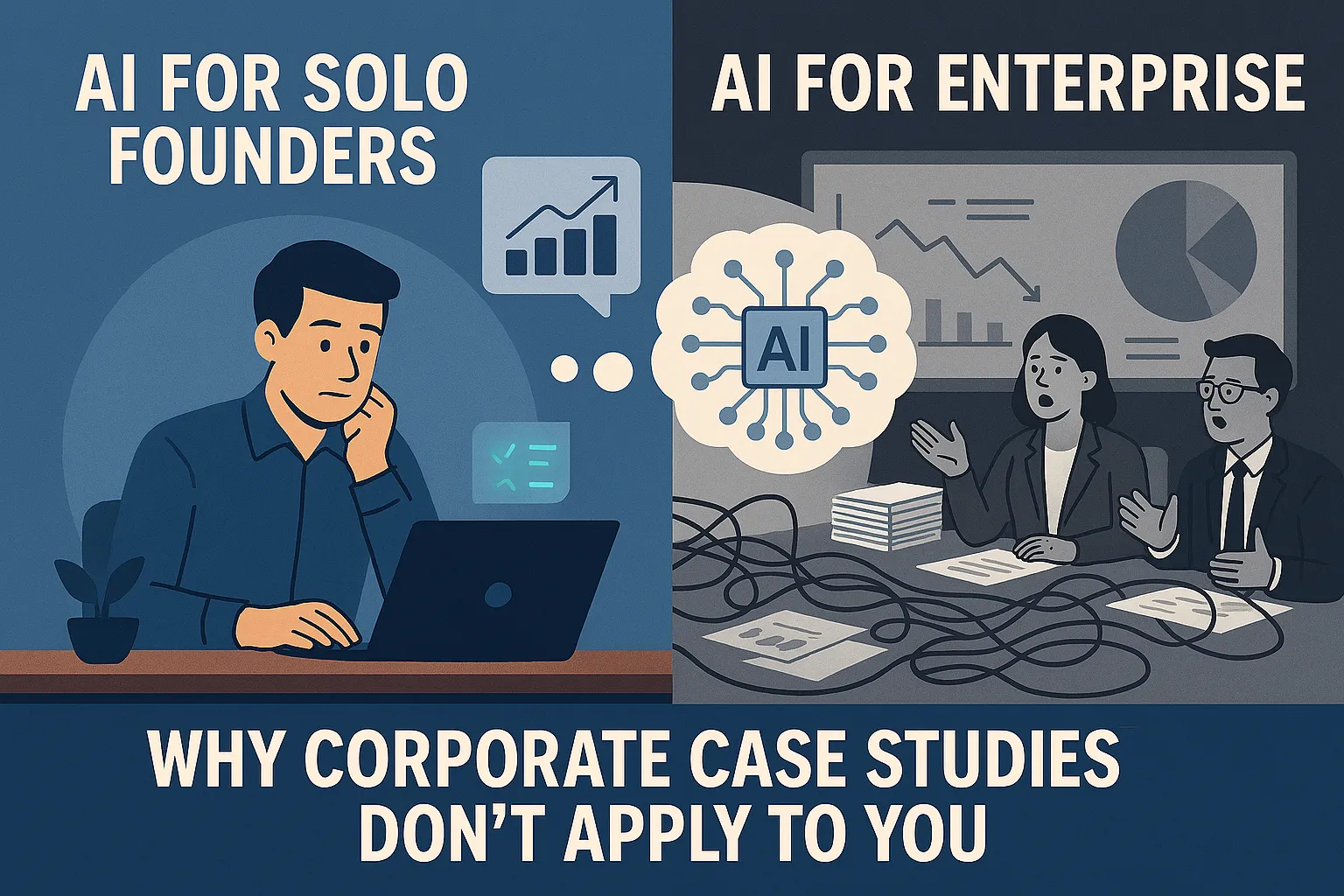AI for Solo Founders vs. AI for Big Companies — Why It's Completely Different