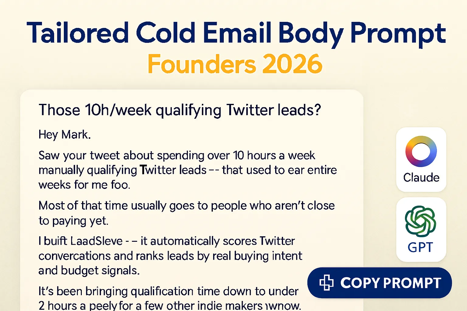 Tailored Cold Email Body Prompt – Founders 2026