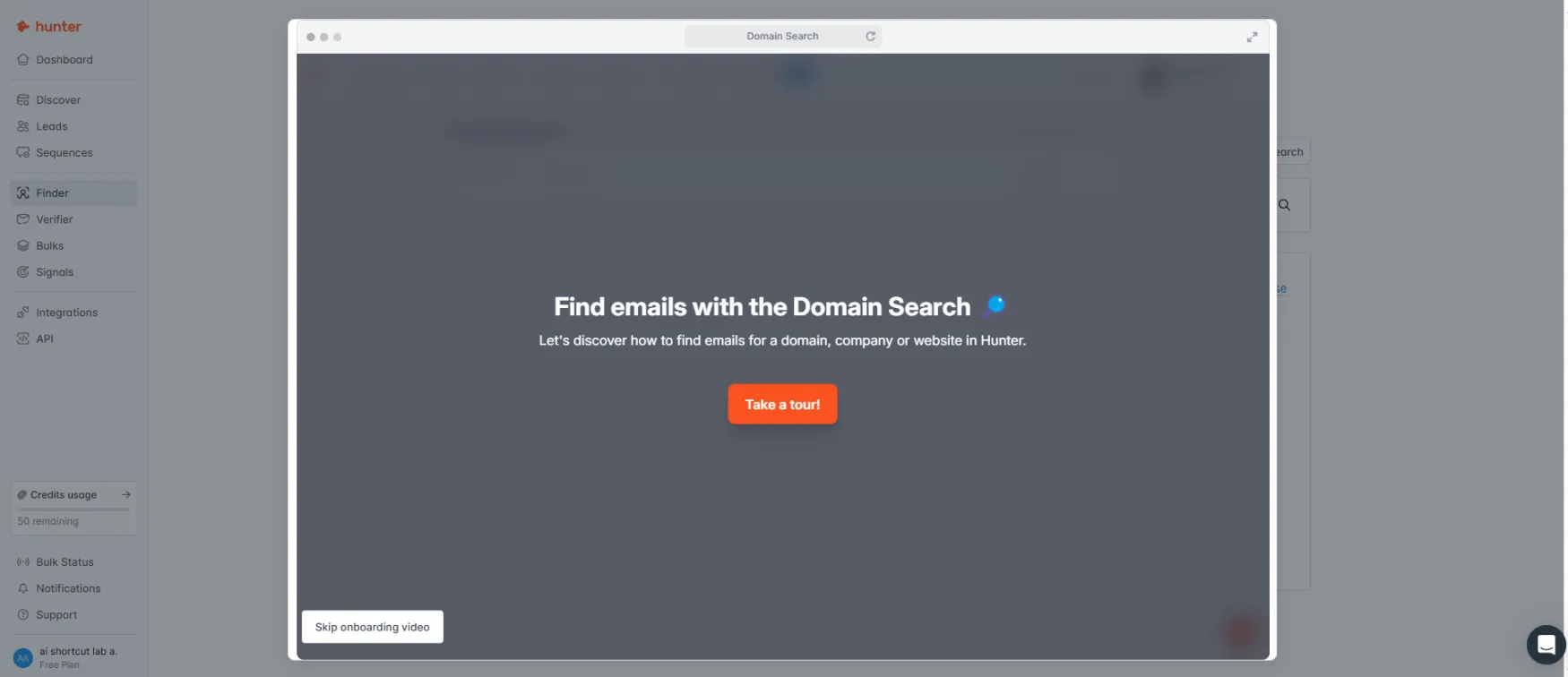 hunter.io onboarding video