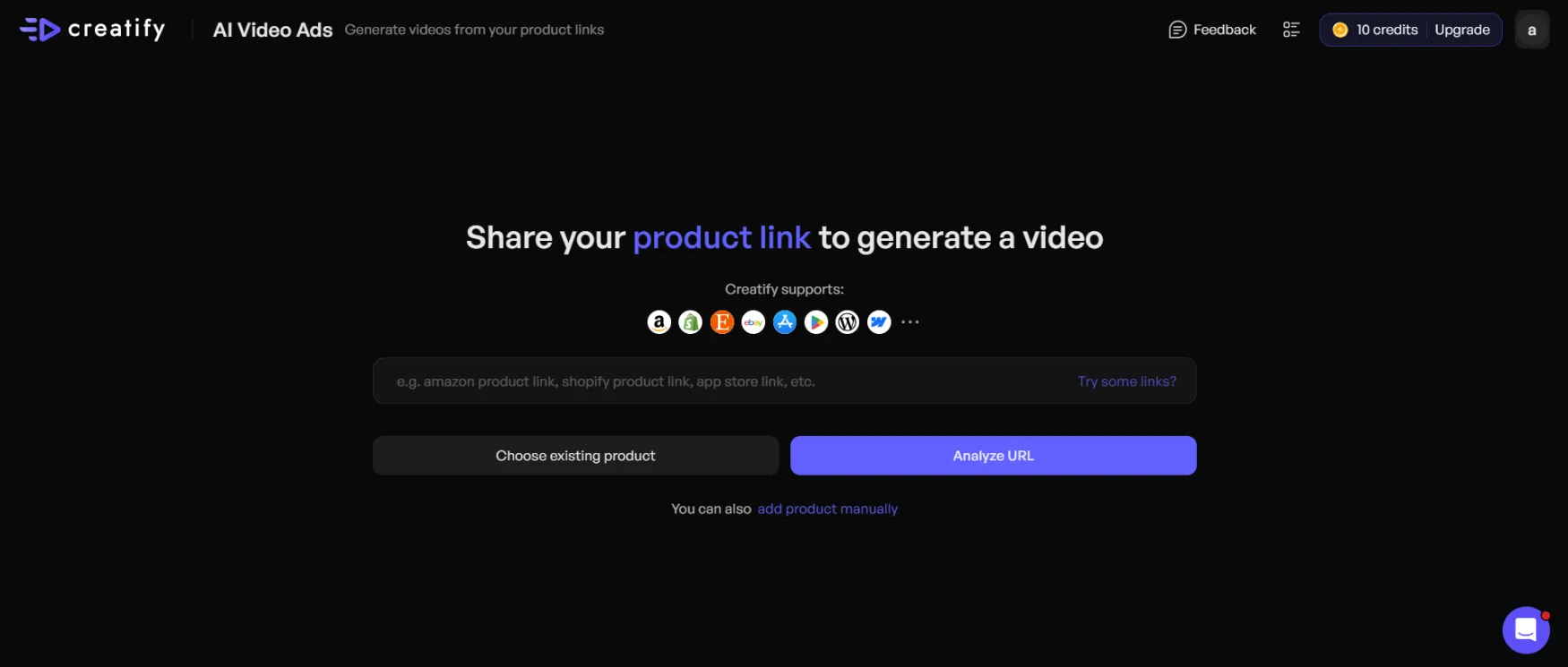Creatify url to video
